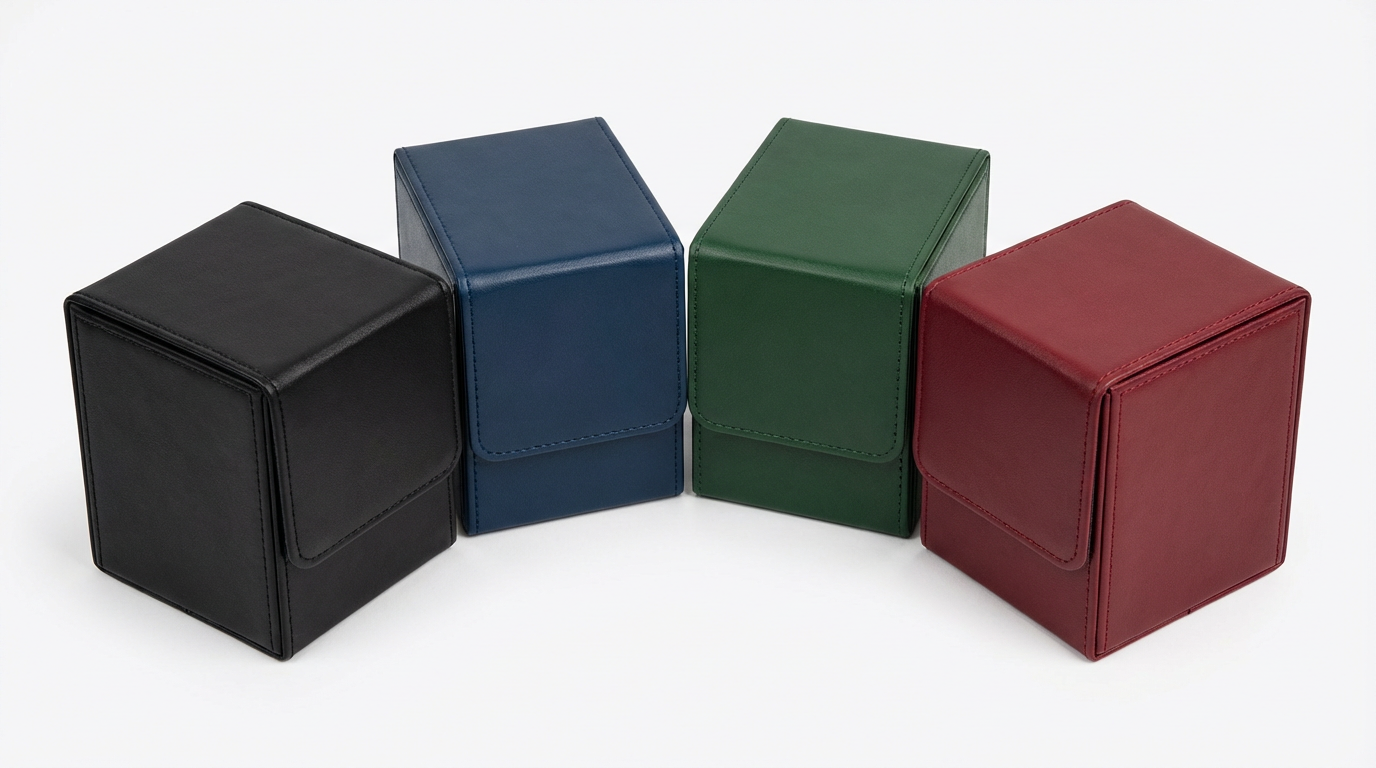 ZLCA Card Deck Box 4-Pack for MTG Commander, Leather Magnetic Holds 120+ Sleeved Cards